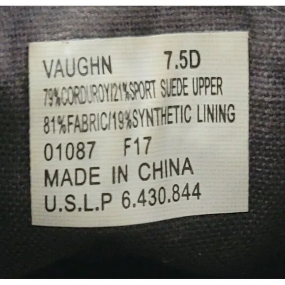 Polo Ralph Lauren Men's Vaughn Charcoal Corduroy Suede Shoes Size 7.5 D‎