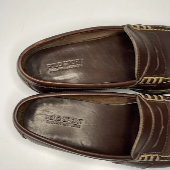 Polo Sport Ralph Lauren Classic Brown Leather Loafers. Men’s Size 9.5 D Like new