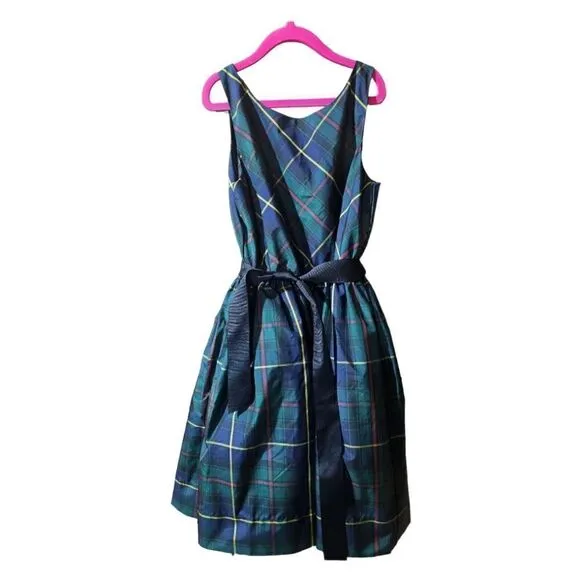 POLO RALPH LAUREN Classic Plaid Taffeta Dress - Size 12