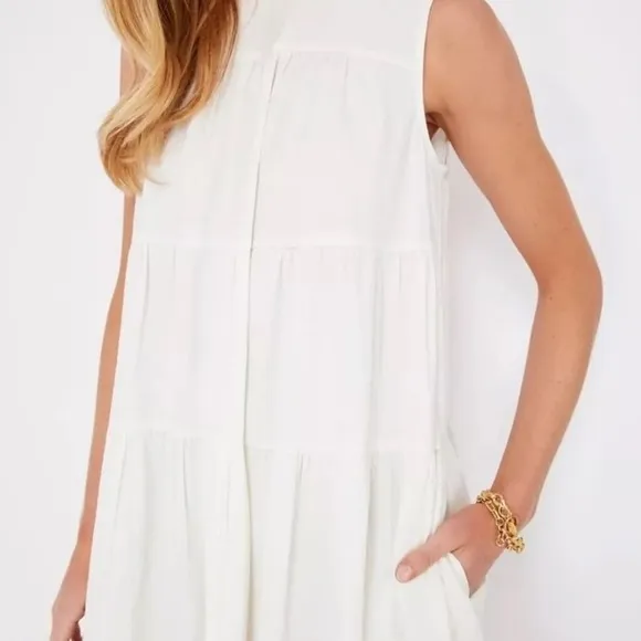 POMANDER PLACE Tuckernuck White Sleeveless Carmen Maxi Dress w Pockets L | NWT
