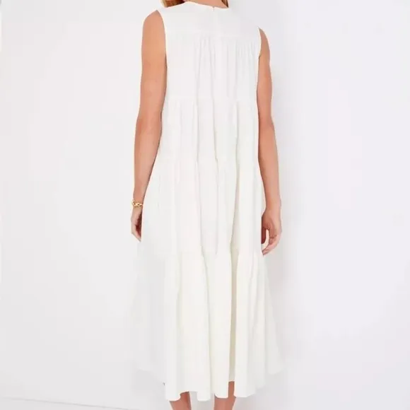 POMANDER PLACE Tuckernuck White Sleeveless Carmen Maxi Dress w Pockets L | NWT