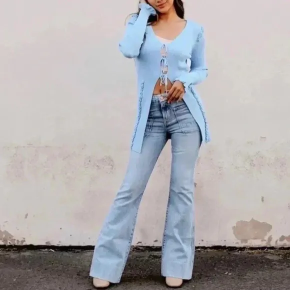 PORTER BLUE WANDERER HIGH RISE FLARE in GRACIE WASH