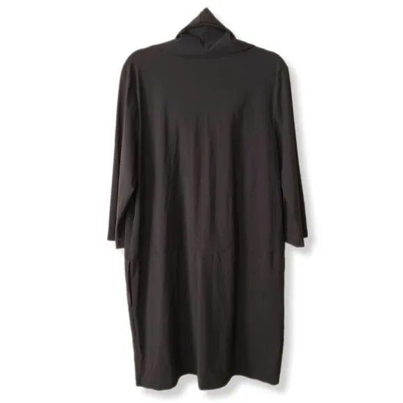 PORTO SF Black Shift Dress 12 Cowl Neck Minimalist Lagenlook Modern Career