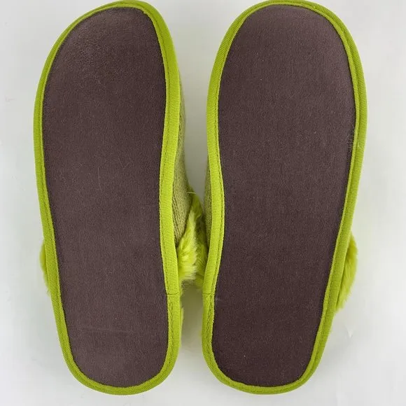 Portolano Olive Wool Blend &amp; Faux Fur Womens Travel Slippers Size Large 9 New