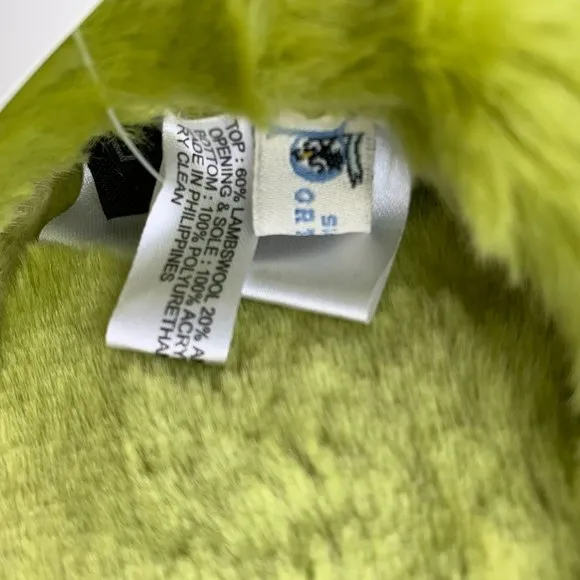 Portolano Olive Wool Blend &amp; Faux Fur Womens Travel Slippers Size Large 9 New