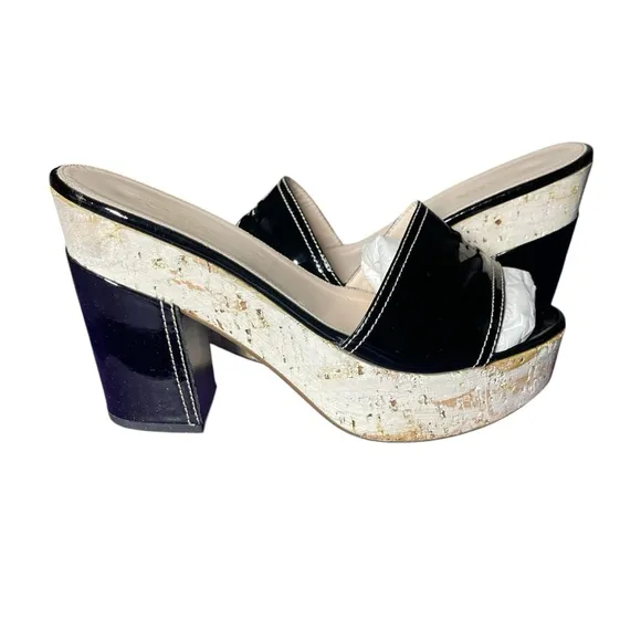 Prada Black and White Platform Mules