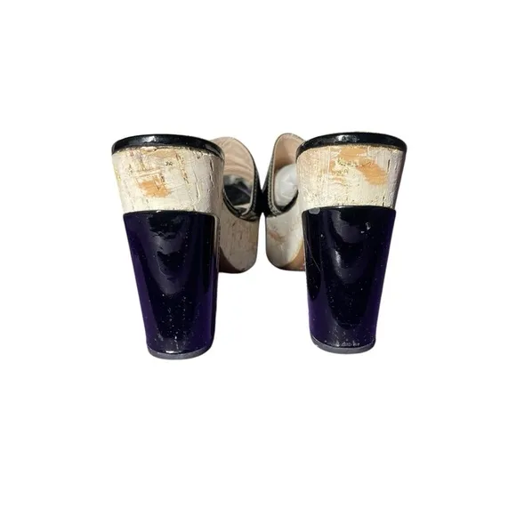 Prada Black and White Platform Mules