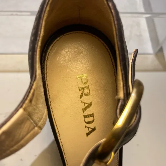 PRADA /shoes/ PRADA metalic platform sandals heels sz 39.5 made in italy
