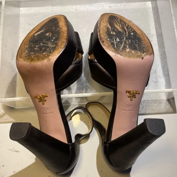 PRADA /shoes/ PRADA metalic platform sandals heels sz 39.5 made in italy