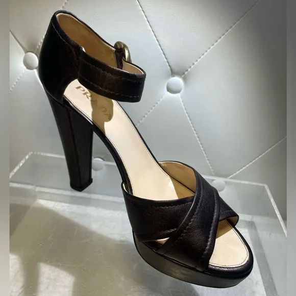 PRADA /shoes/ PRADA metalic platform sandals heels sz 39.5 made in italy