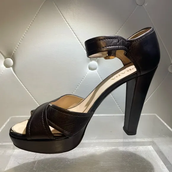 PRADA /shoes/ PRADA metalic platform sandals heels sz 39.5 made in italy