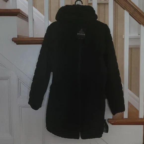 PRANA DIVA Hooded Long Jacket Black Size Small