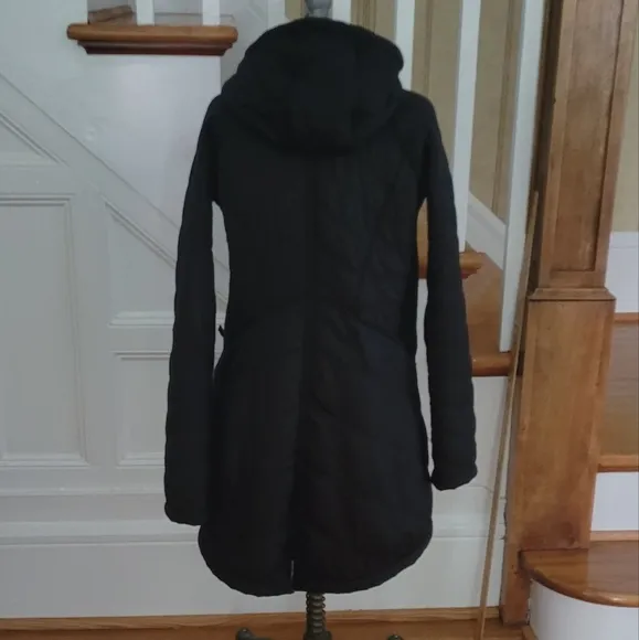 PRANA DIVA Hooded Long Jacket Black Size Small