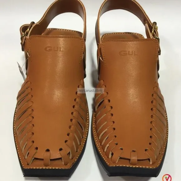 Premium Tan Leather Peshawari Chappal, Classic Peshawari Chappal Design