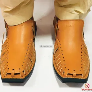 Premium Tan Leather Peshawari Chappal, Classic Peshawari Chappal Design