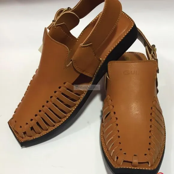 Premium Tan Leather Peshawari Chappal, Classic Peshawari Chappal Design