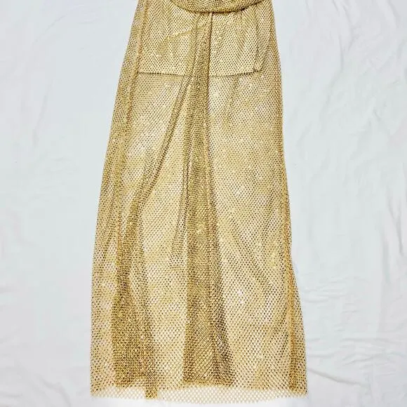 Productseeker Gold Dress Women Medium Night Formal Shimmering Modern Cocktail