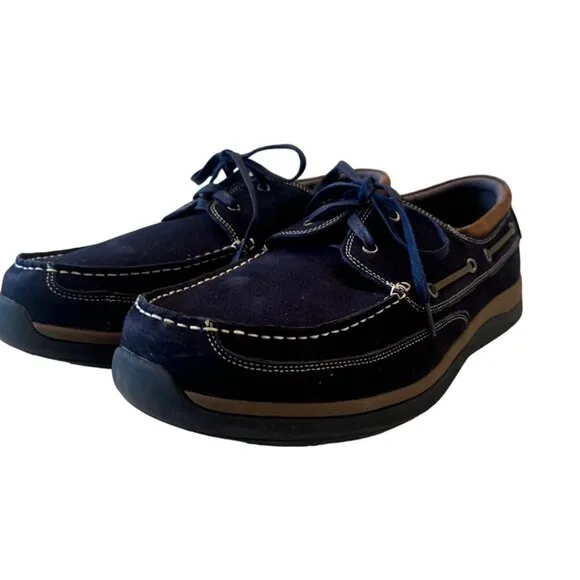 Propet Pomeroy Boat Blue Casual Shoes Size 15  3E Wide Mens Suede NWOB