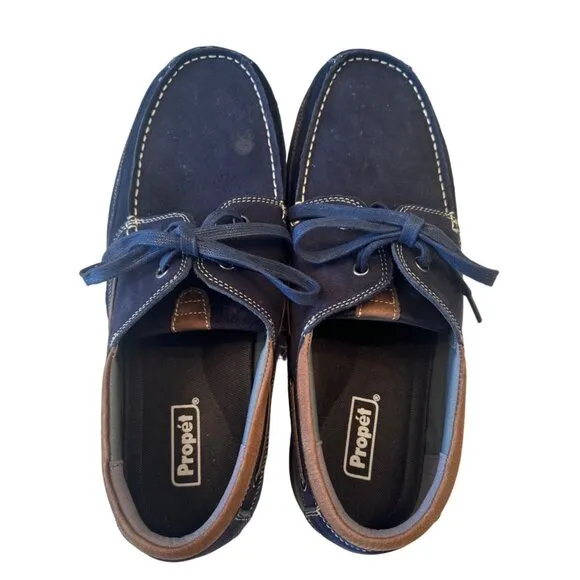 Propet Pomeroy Boat Blue Casual Shoes Size 15  3E Wide Mens Suede NWOB