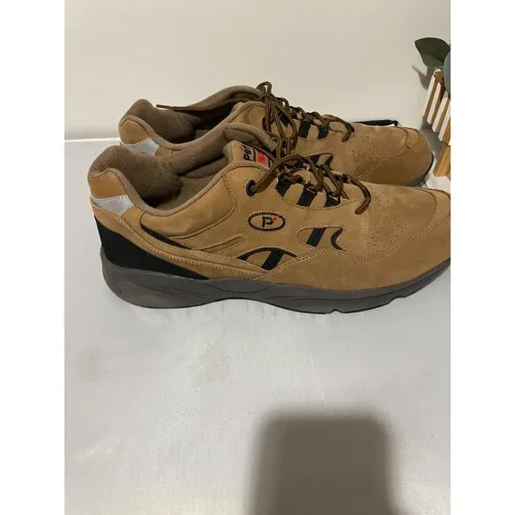 Propet Stability Walker Men's Athletic Shoes Size 16 X (3E) Leather Upper Tan &amp;
