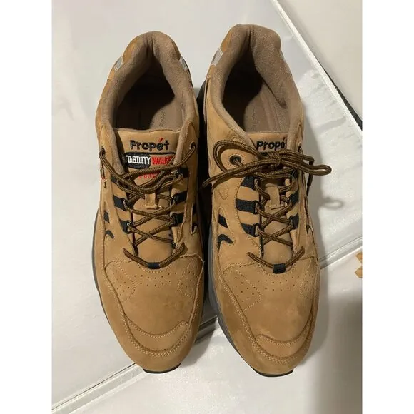 Propet Stability Walker Men's Athletic Shoes Size 16 X (3E) Leather Upper Tan &amp;