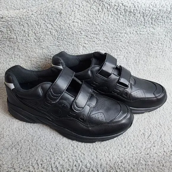 Propet Stability Walker Strap Shoes Mens Black Leather Low Top Size 13 3E Width