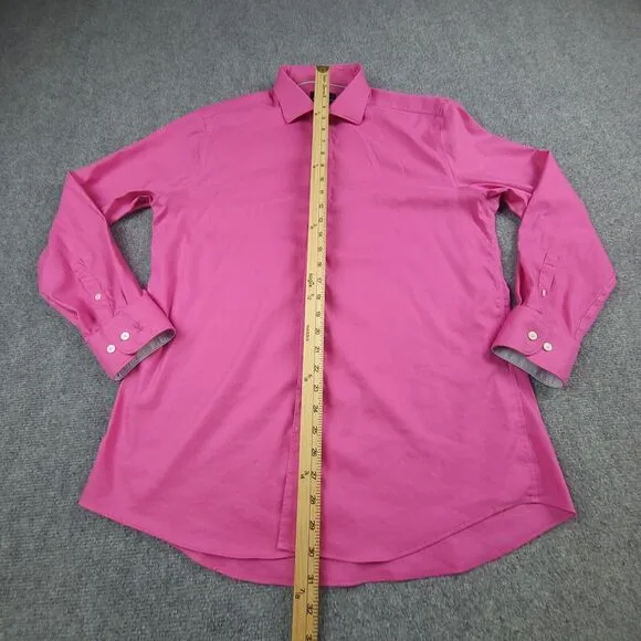 Psycho Bunny 16.5 32/33 Modern Fit Stretch Long Sleeve Dress Shirt Pink