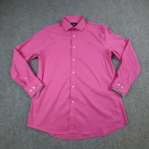 Psycho Bunny 16.5 32/33 Modern Fit Stretch Long Sleeve Dress Shirt Pink