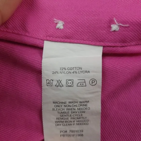 Psycho Bunny 16.5 32/33 Modern Fit Stretch Long Sleeve Dress Shirt Pink