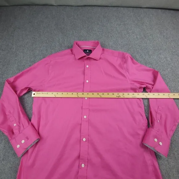 Psycho Bunny 16.5 32/33 Modern Fit Stretch Long Sleeve Dress Shirt Pink
