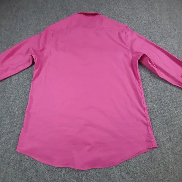Psycho Bunny 16.5 32/33 Modern Fit Stretch Long Sleeve Dress Shirt Pink