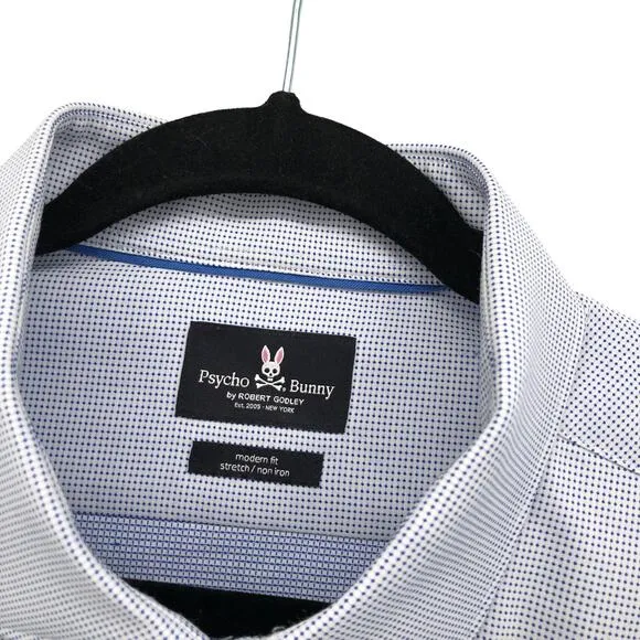 Psycho Bunny by Robert Godley Casual Dress Shirt 17.5 34/35 Modern Fit Stretch