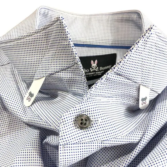 Psycho Bunny by Robert Godley Casual Dress Shirt 17.5 34/35 Modern Fit Stretch