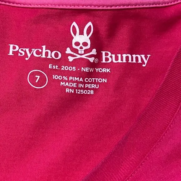 Psycho Bunny Mens Pre-Owned Crew Neck Pink Cotton Size 7/XL