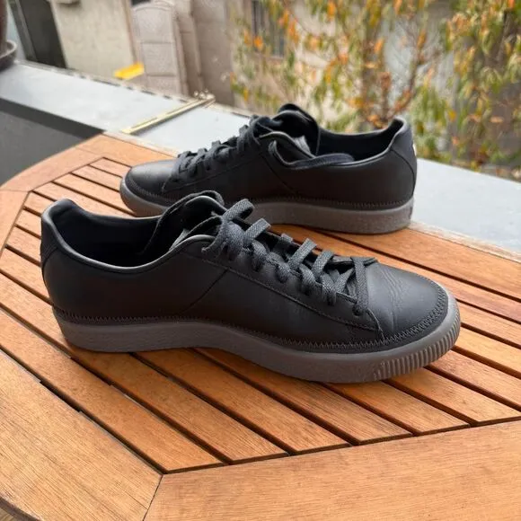 PUMA Black‎ Leather Sneakers Classic Platform Casual Shoes Gray Sole Urban Style
