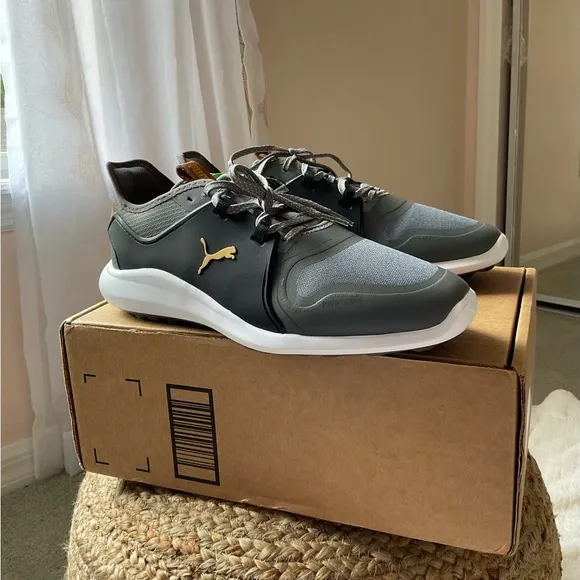 Puma Men's Gray and Black Golf Shoes
