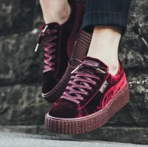 PUMA Rhianna Fenty  Burgundy Velvet Creepers Sneakers Tennis Shoes  Women's Sz 6