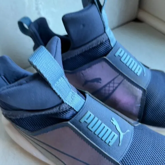 Puma sneakers Blue Purple iridescent pull on Shoes Girls 5 EU 37