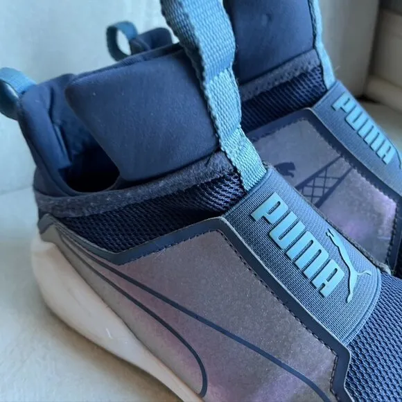 Puma sneakers Blue Purple iridescent pull on Shoes Girls 5 EU 37