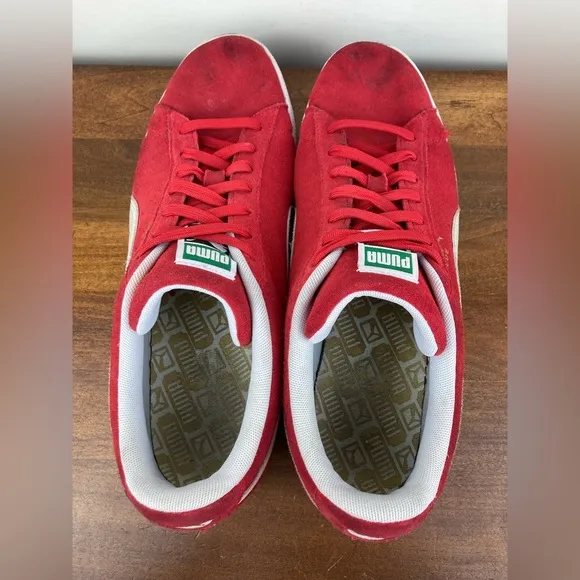 Puma Suede Classic Red Suede Lifestyle Sneakers Shoes Low Top Men’s Size 14.