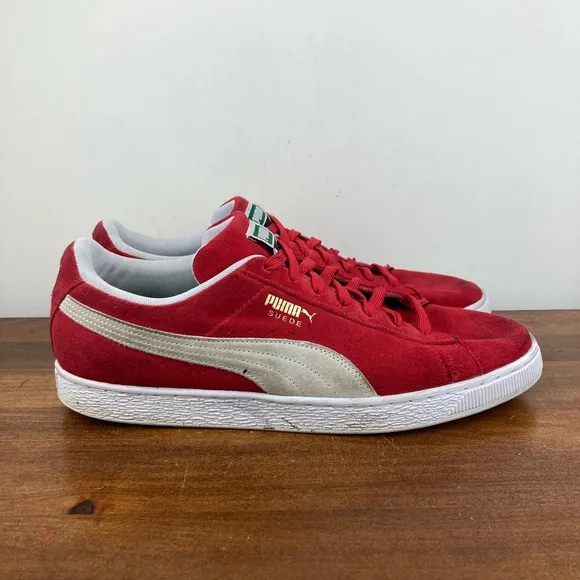 Puma Suede Classic Red Suede Lifestyle Sneakers Shoes Low Top Men’s Size 14.