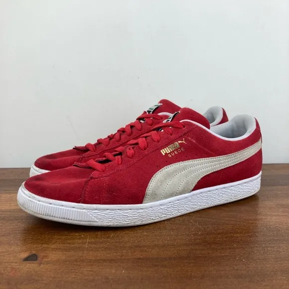 Puma Suede Classic Red Suede Lifestyle Sneakers Shoes Low Top Men’s Size 14.