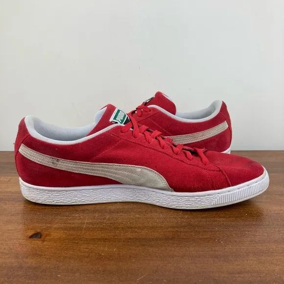 Puma Suede Classic Red Suede Lifestyle Sneakers Shoes Low Top Men’s Size 14.