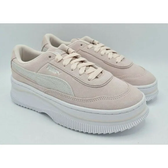 Puma Womens Size 9.5 Deva Suede Pink White Casual Platform Sneakers Shoes