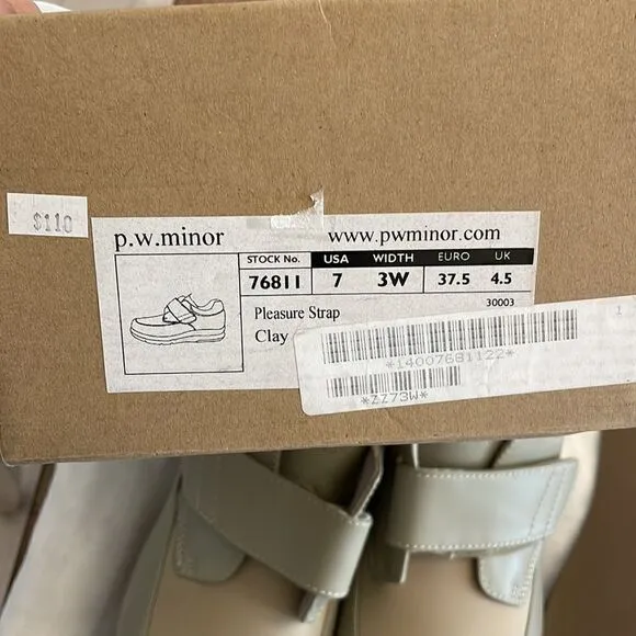 P.W. MINOR CLAY TAUPE LEATHER COMFORT SHOES.  NEW