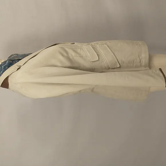 Quality Khaki Jacket Ralph Lauren Blue Label Tailored Cotton w Leather Trim sz 8