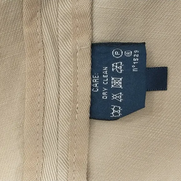 Quality Khaki Jacket Ralph Lauren Blue Label Tailored Cotton w Leather Trim sz 8