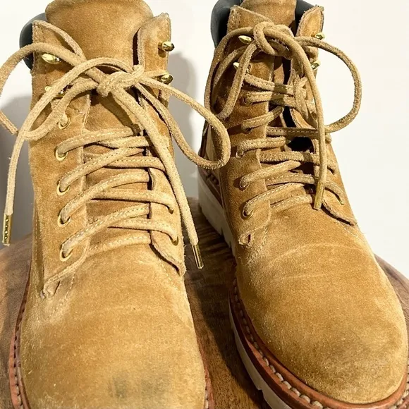 Rag &amp; Bone Camden Suede Platform Wedge Boot Tan 6.5
