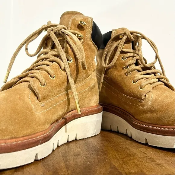 Rag &amp; Bone Camden Suede Platform Wedge Boot Tan 6.5