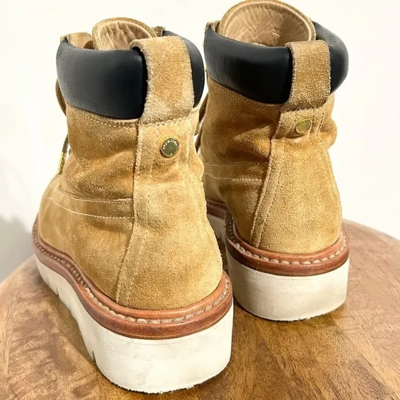 Rag &amp; Bone Camden Suede Platform Wedge Boot Tan 6.5